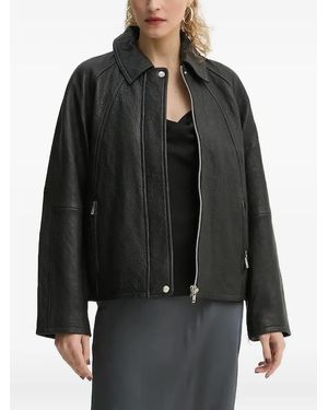 Samsøe & Samsøe SANOK Lederjacke mit Reißverschluss - Schwarz