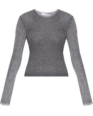 IRO Kerria Lurex Ribbed Top - Grey