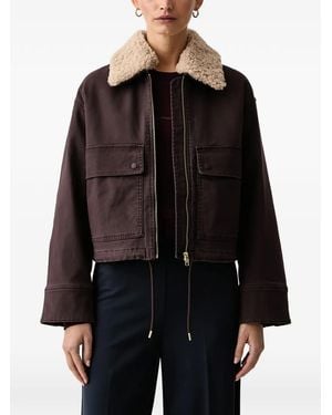 Marc O' Polo Shearling-Collar Pocket-Detail Jacket - Black