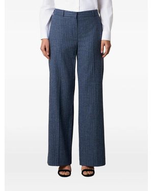 Brooks Brothers Wide-Leg Pinstripe Trousers - Blue