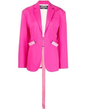 Jacquemus Strap-Detail Zip-Up Blazer - Pink