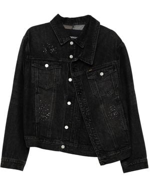 ANDERSSON BELL Stud-Embellished Asymmetric Denim Jacket - Black