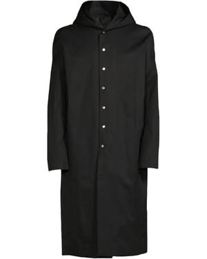 Rick Owens Abrigo con capucha y botones - Negro