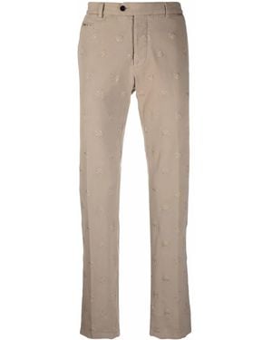 Philipp Plein Embroidered Skull Trousers - Natural
