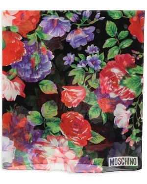 Moschino Floral-Print Silk Scarf - Black