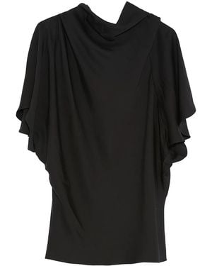 Yves Salomon Asymmetric Matte-Satin Top - Black