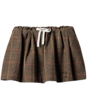 Miu Miu Houndstooth Check Miniskirt - Brown