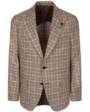 Lardini Prince Of Wales Check Blazer - Brown