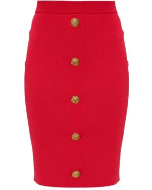 Balmain Button Mini Skirt - Red