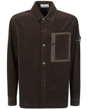 Stone Island 1200016 Organic Cotton Corduroy 800 Overshirt - Black