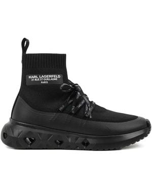 KARL LAGERFELD Sock-Knit Lace-Up Trainers - Black