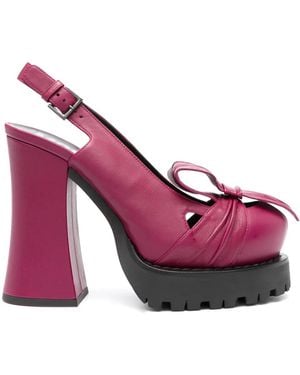 Moschino 130Mm Leather Slingback Court Shoes - Pink