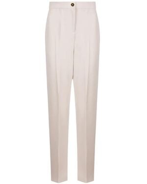Marina Rinaldi Pressed-Crease Tailored Pants - White