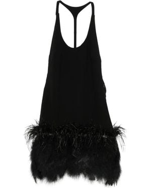 Vestiaire d'un Oiseau Libre Feather-Trim Open-Back Mini Dress - Black
