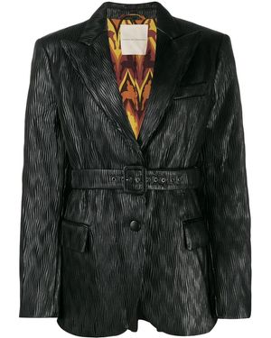 Marco De Vincenzo Belted Pleated Blazer - Black
