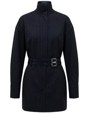 Nicholas Belted Pinstripe Mini Dress - Blue