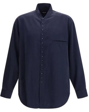 Giorgio Armani Band-Collar Shirt - Blue