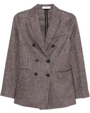 Circolo 1901 Double-Breasted Herringbone Blazer - Bruin