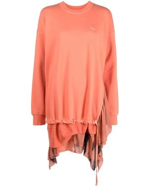 DIESEL Vestido Estilo Sudadera Con Logo Bordado - Rosa