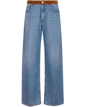 Marni X Slawn & Soldiervelvet-Trimmed Jeans - Blue
