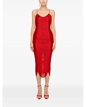 Nissa Fringed Midi Dress - Red