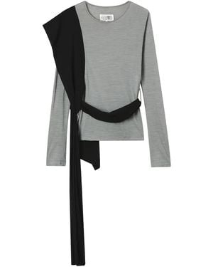 MM6 by Maison Martin Margiela ドレープパネル トップ - ブラック