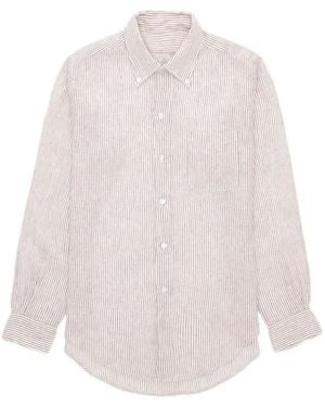 Fortela King Striped-Pattern Linen Shirt - White