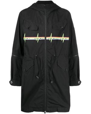 Undercover Graphic-Print Hooded Parka - Black