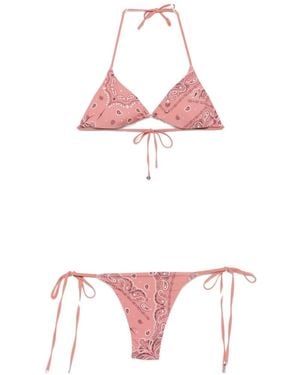 VENUJA Paisley-Print Crystal-Embellished Bikini - Pink