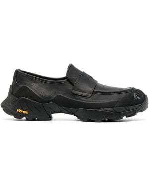 ROA Logo-Print Leather Loafers - Black