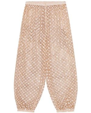 Herskind Sequin-Embellished Floral-Patchwork Trousers - White