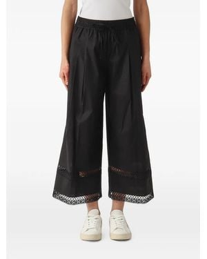 Twinset Lace-Trim Pleated Pants - Black