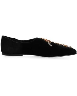 Dolce & Gabbana Crystal-Embellished Loafers - Black