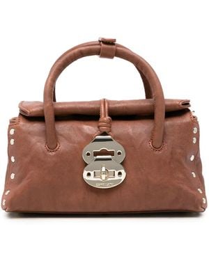 Zanellato Baby Dotta Studded Leather Tote Bag - Brown