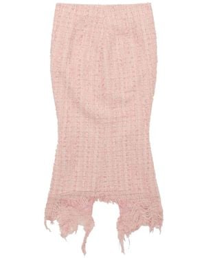 MATIERES FECALES Back-Slit Fringed Midi Skirt - Pink