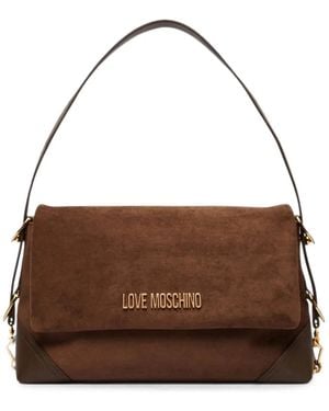 Love Moschino Logo-Plaque Foldover Tote Bag - Brown