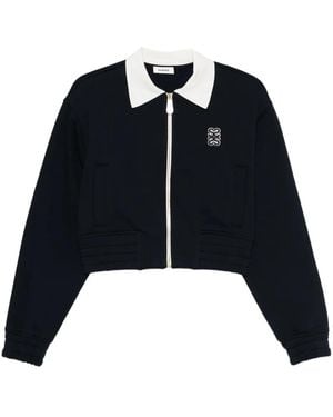 Sandro Embroidered Zip-Up Sweatshirt - Blue