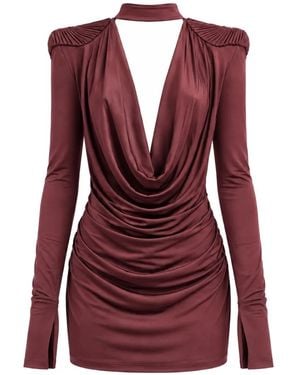 Amen Draped Ruched Mini Dress - Red