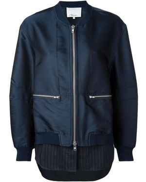 3.1 Phillip Lim Bomber A Strati - Blu