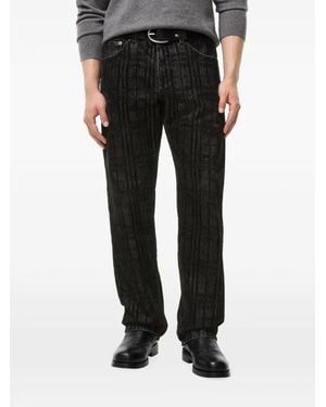 Burberry Check Flocked Straight Jeans - Black