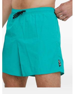 EA7 Logo-Patch Drawstring Swim Shorts - Blue