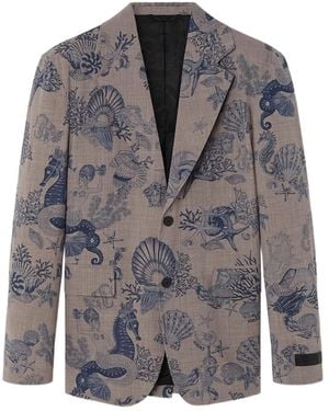 Versace Coral Theatre Wollen Blazer Met Enkele Rij Knopen - Grijs