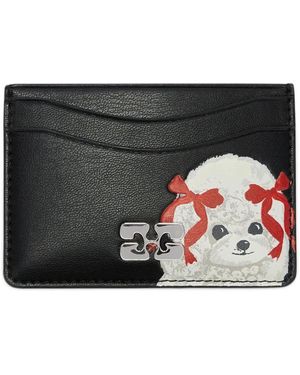 Ganni Dog Appliqué Card Holder - Black