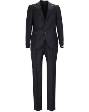 Luigi Bianchi Drop 7 Pinstripe-Pattern Suit - Black