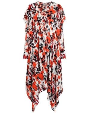 Roberto Cavalli Abito Con Stampa Abstract Thistle - Rosso