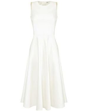 Elisabetta Franchi Duchess Satin Midi Dress - White