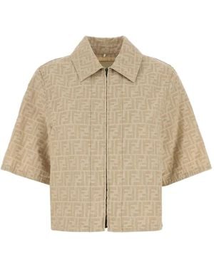 Fendi Ff Zip-Up Shirt - Natural