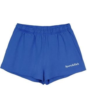 Sporty & Rich Serif Logo Disco Shorts - ブルー