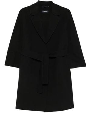 Max Mara Manteau Ceinturé Arona À Revers Crantés - Black