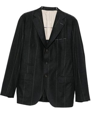 Eleventy Pinstripe Wool-Blend Suit - Black
